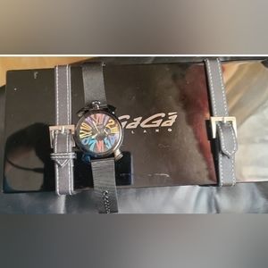 Gaga Milano watch with box and card Black color